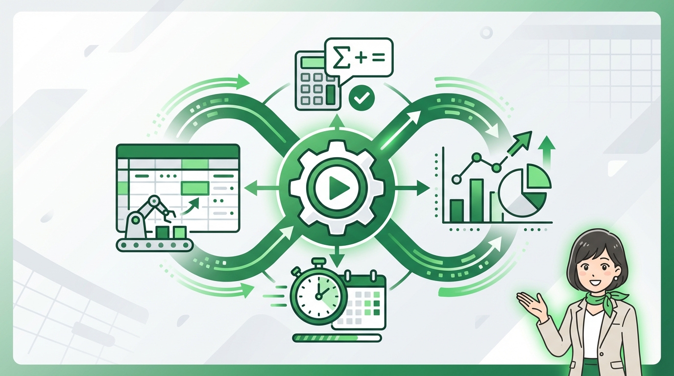 Excel マクロ 自動化 実例 アイキャッチ画像