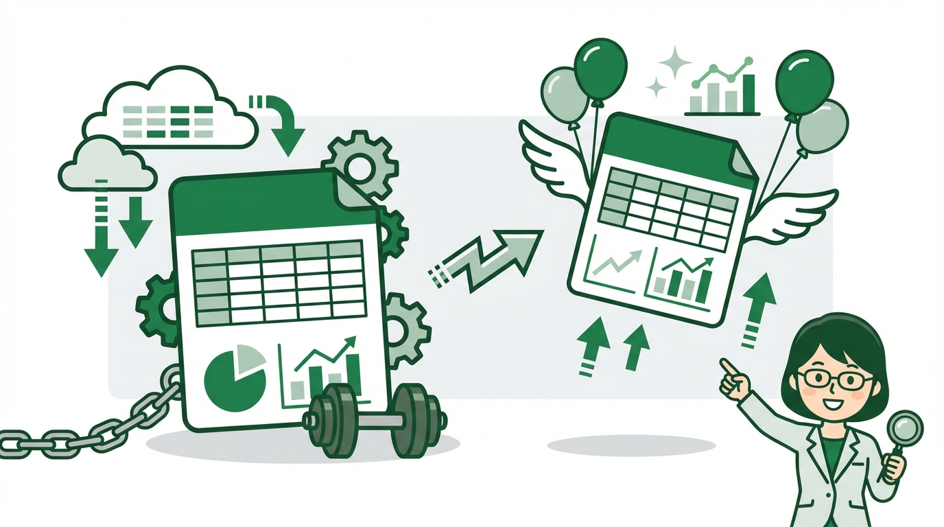 Excel ファイル 重い 軽くする アイキャッチ画像