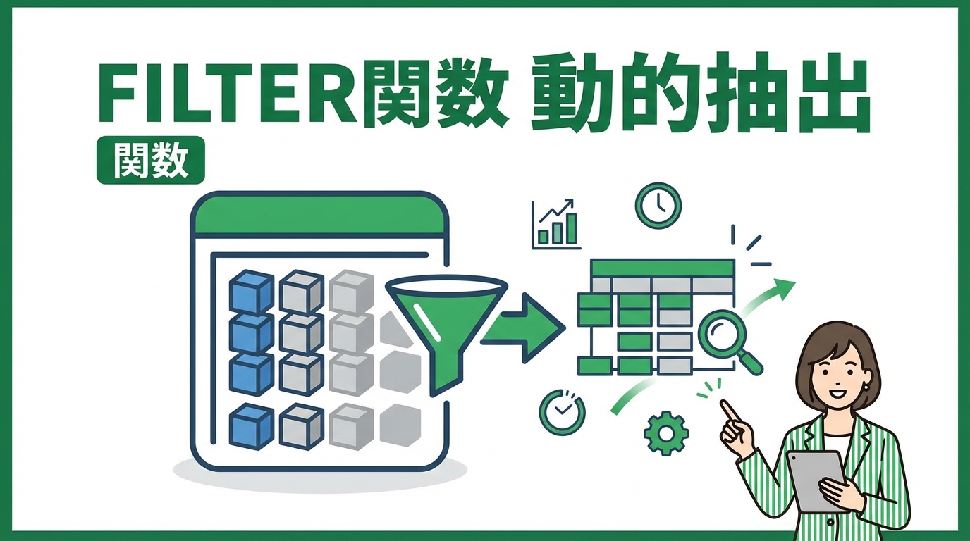 FILTER関数 動的抽出 アイキャッチ画像