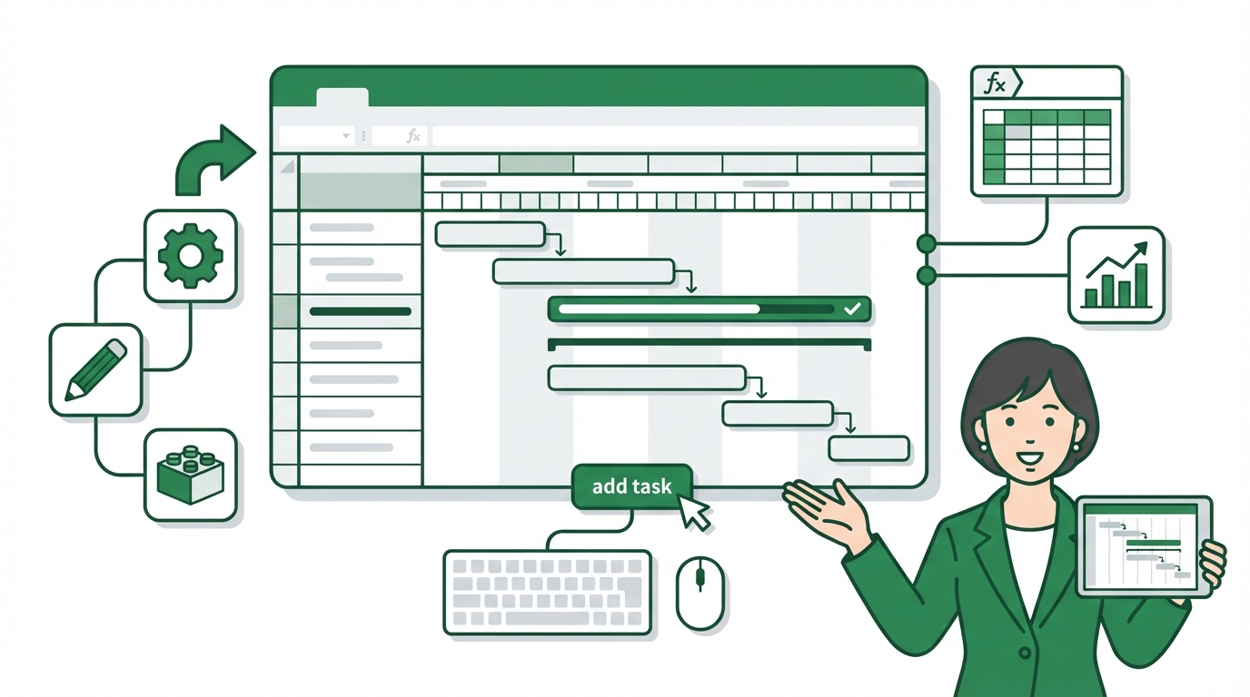 ガントチャート Excel 作り方 アイキャッチ画像