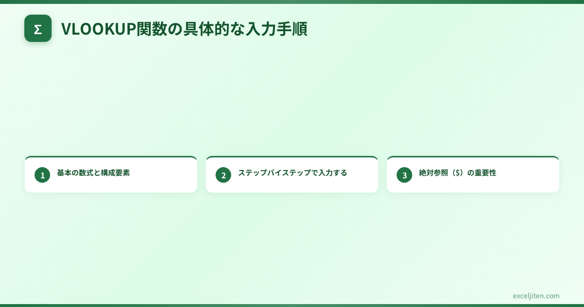 VLOOKUP 使い方 - VLOOKUP関数の具体的な入力手順