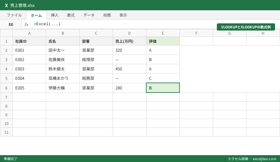 Excel VLOOKUP XLOOKUP 違い 比較 - VLOOKUPとXLOOKUPの数式例
