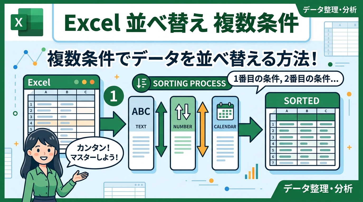 Excel 並べ替え 複数条件 アイキャッチ画像