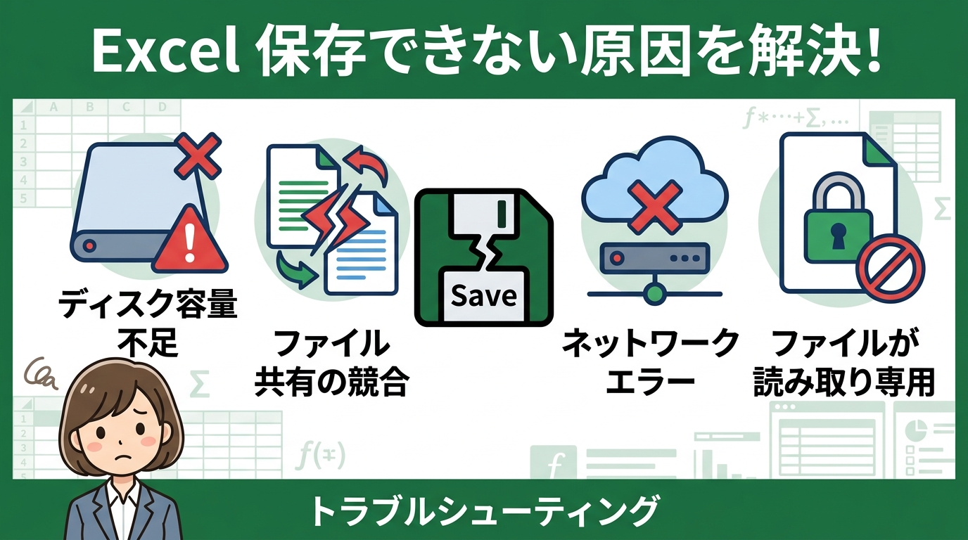 Excel 保存できない 原因 アイキャッチ画像