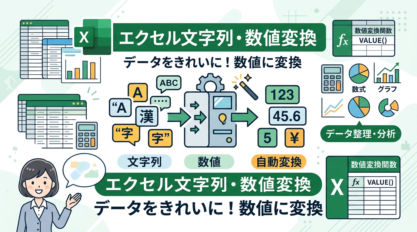 Excel 文字列 数値 変換 アイキャッチ画像
