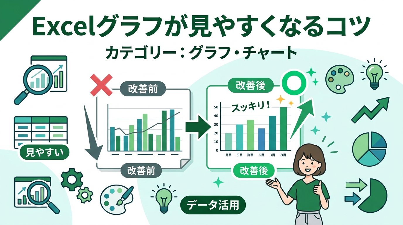 Excel グラフ 見やすくする コツ アイキャッチ画像