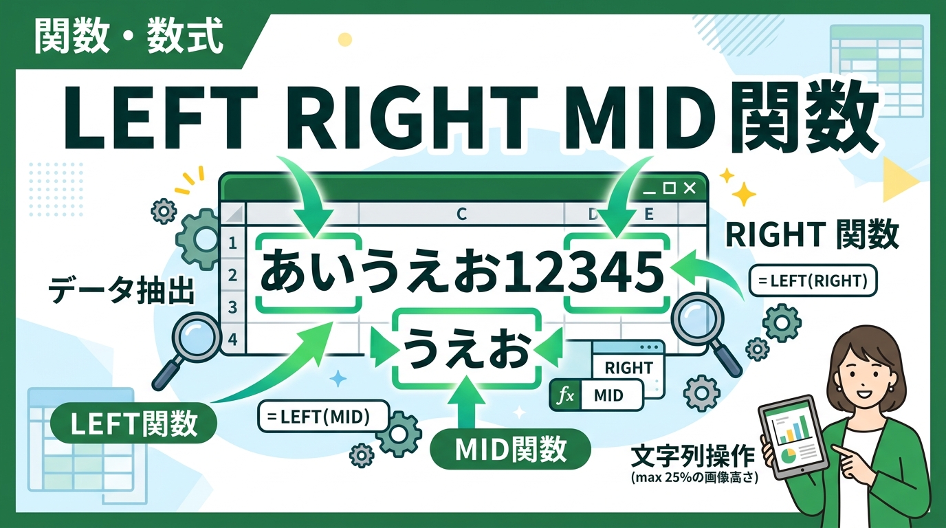 LEFT RIGHT MID 関数 アイキャッチ画像