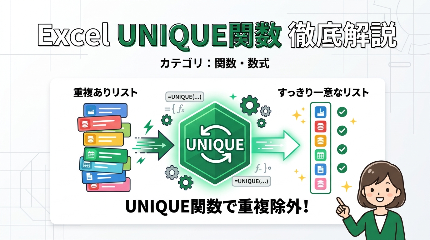 UNIQUE関数 重複除外 アイキャッチ画像